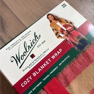 Woolrich Striped Blanket Wrap in Red and Tan